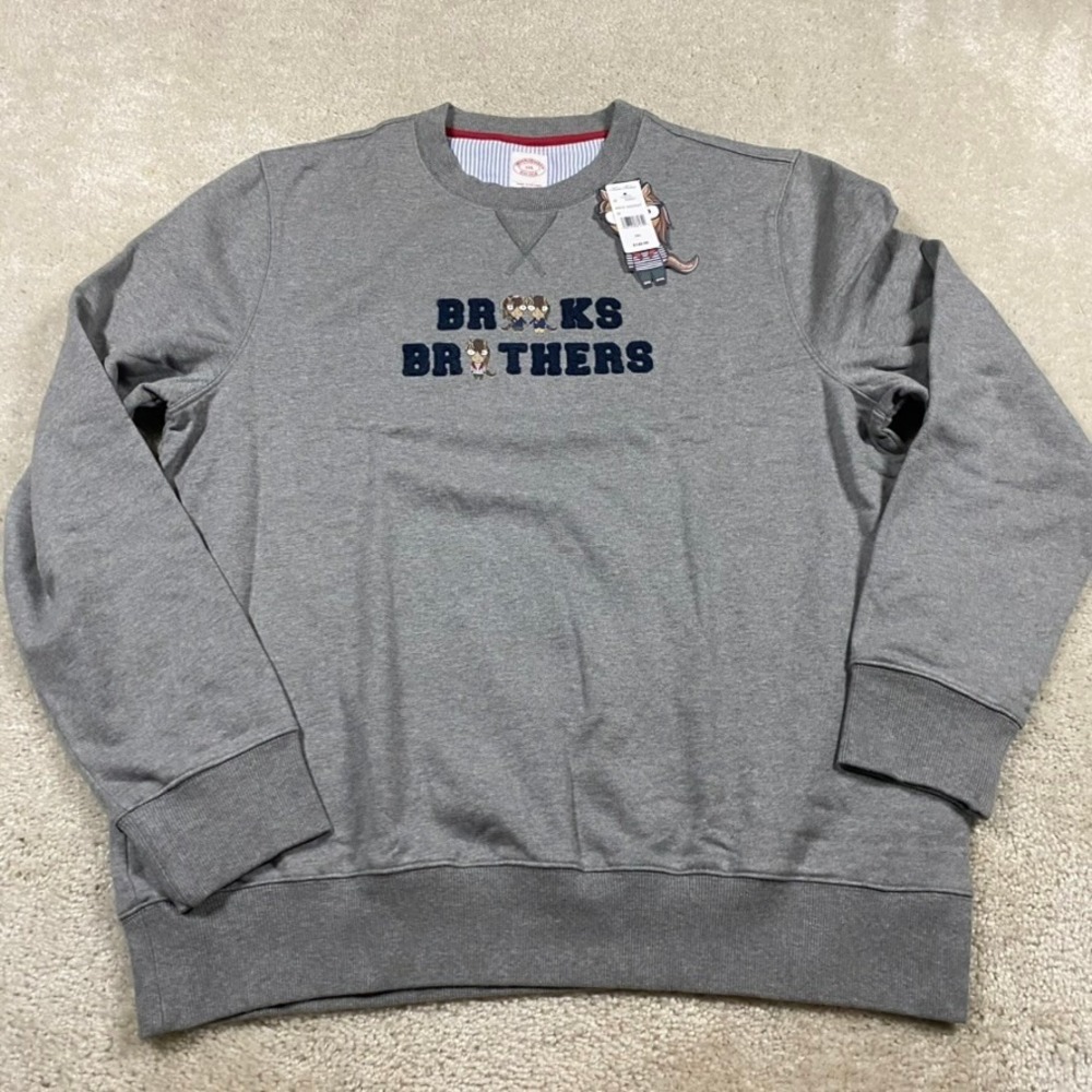 Brooks Brothers Sweatshirt Mens XXL Gray Lunar New Year Horse Crewneck Spellout